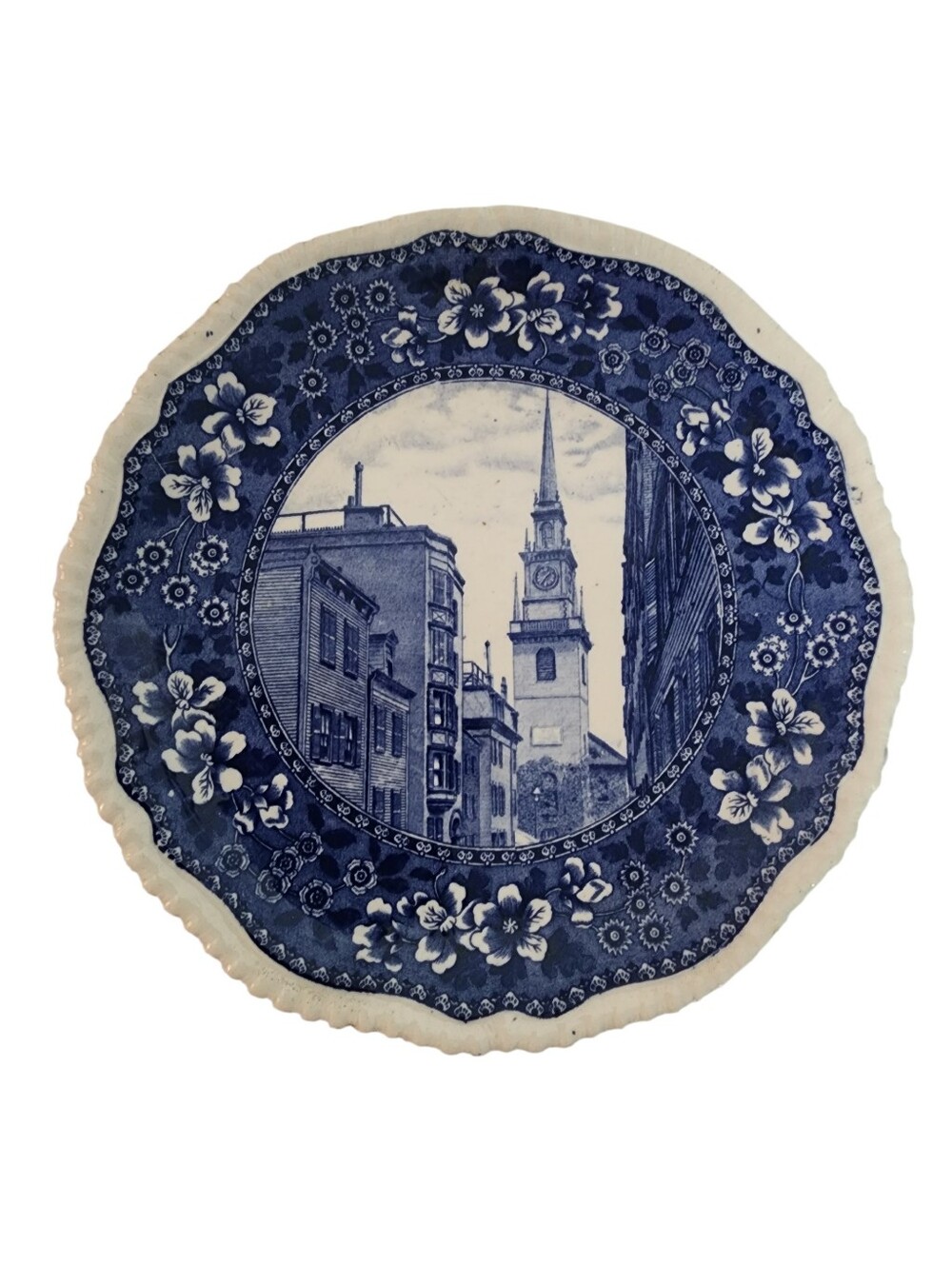 Copeland Wedgwood Blue & White Old North Church Boston Decorative Plate 9 Inch